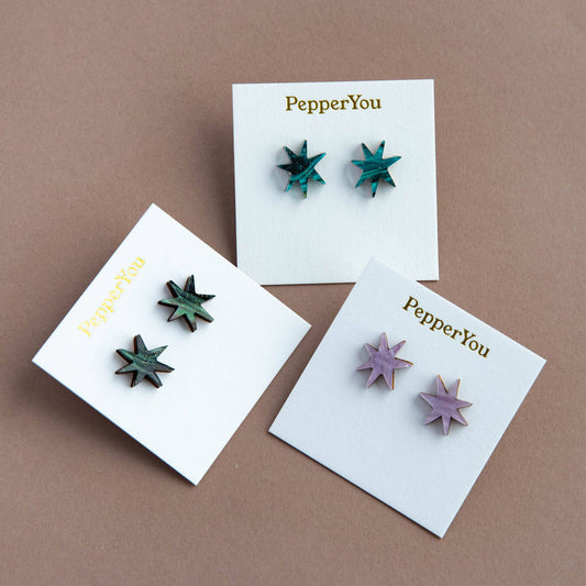 Pepper You Hand Drawn Star Studs