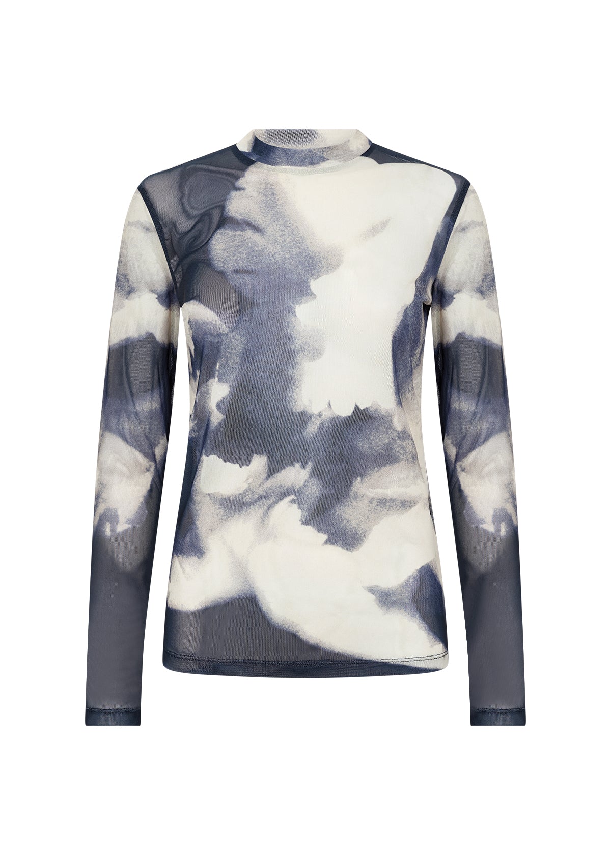 Long-sleeve top with a cloud pattern on a white background