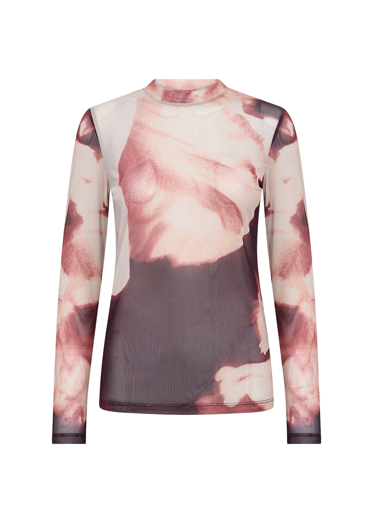 Long-sleeve top with a floral pattern on a white background