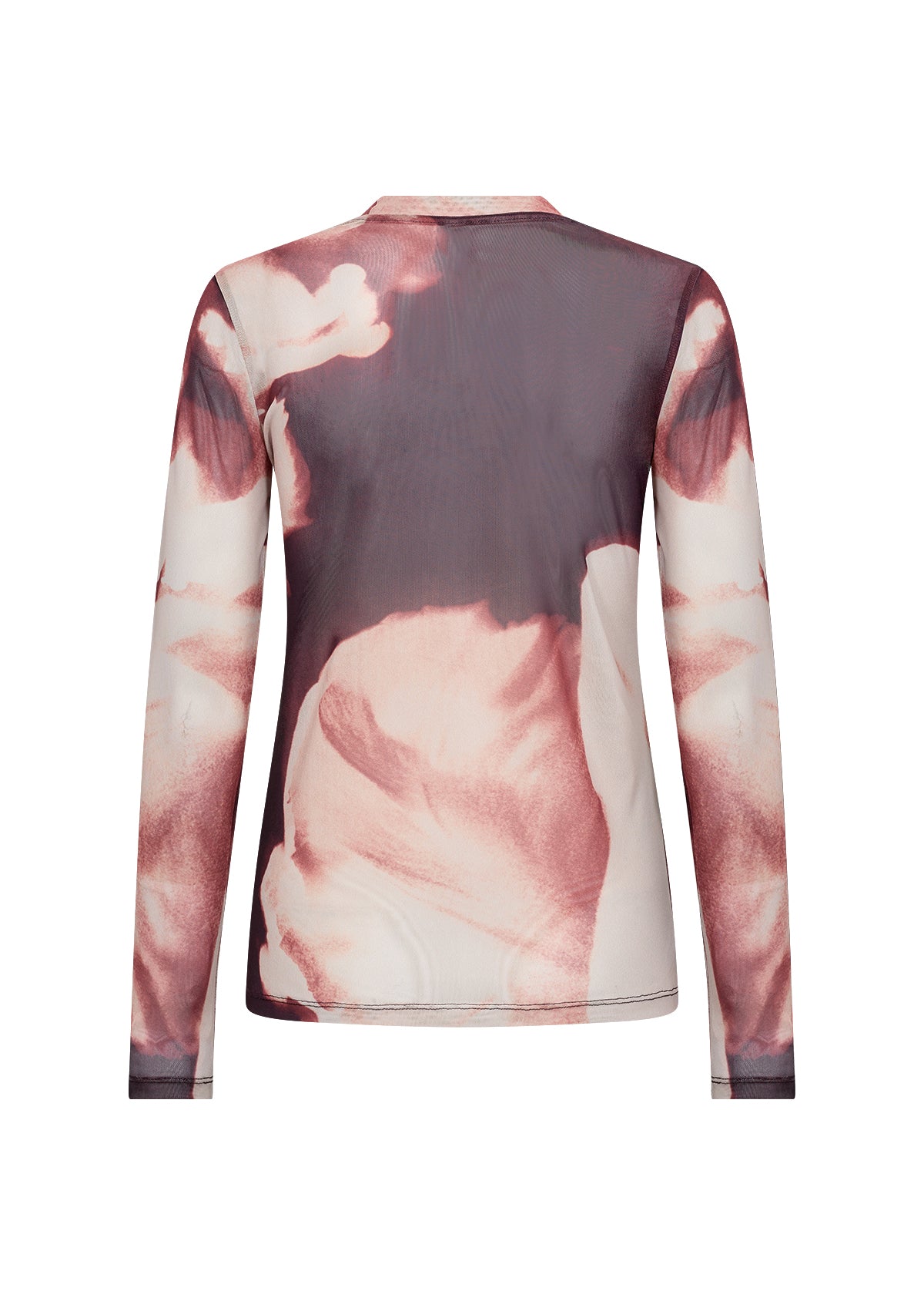 Long-sleeve shirt with floral pattern on a white background