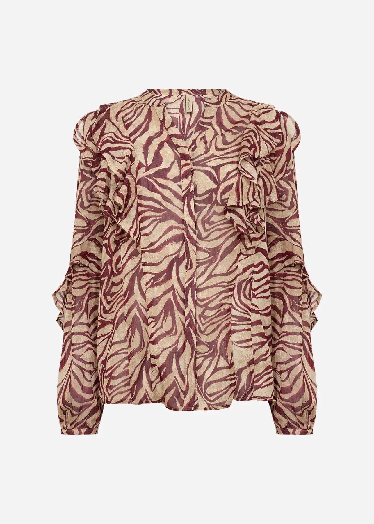 Zebra print blouse on a white background