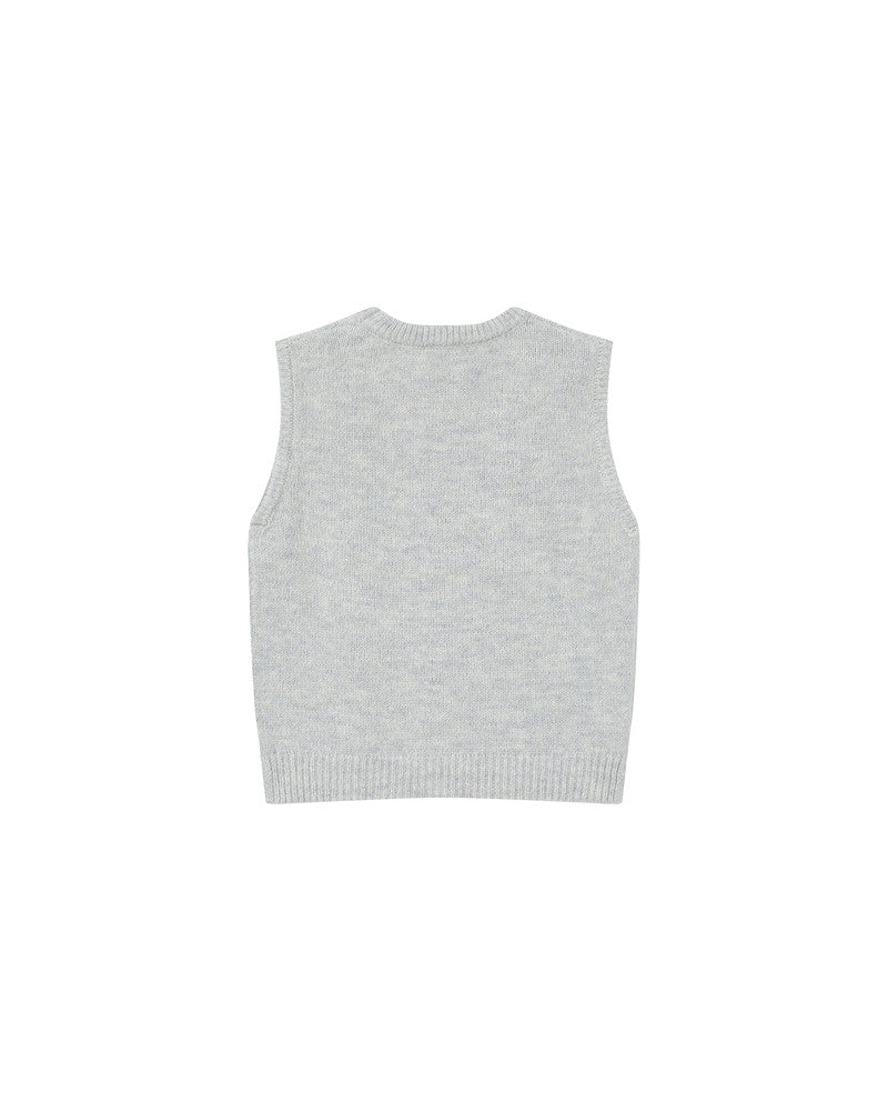 Gray sleeveless vest on a white background