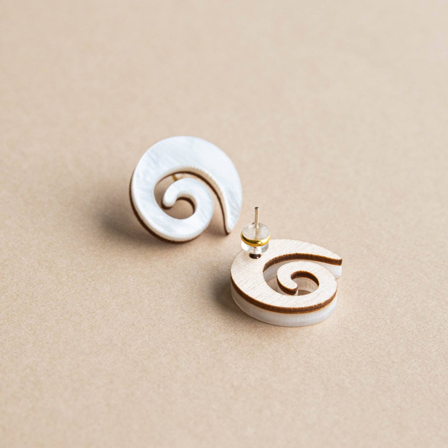 Swirl Stud Earrings Brass Pepper You