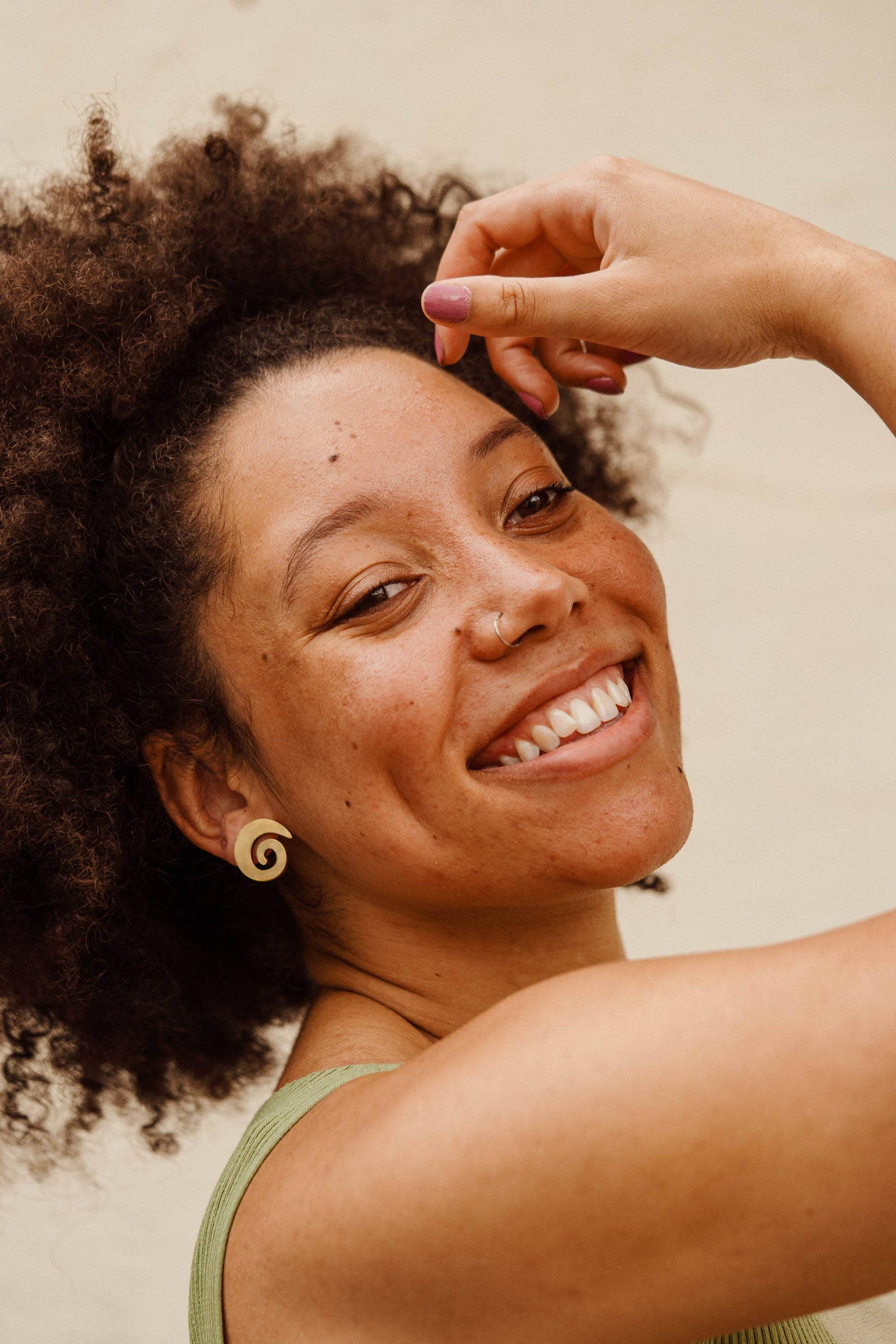 Swirl Stud Earrings Brass Pepper You