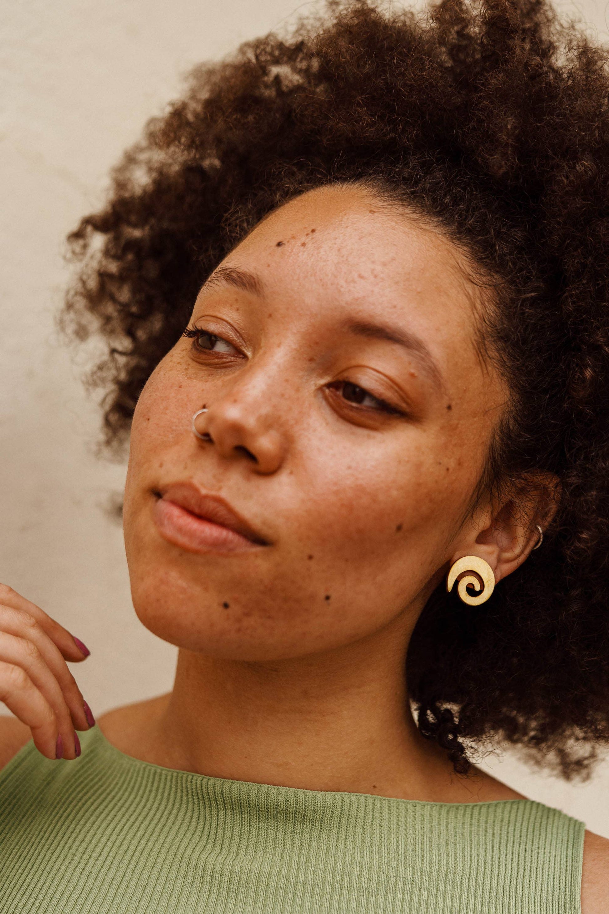 Swirl Stud Earrings Brass Pepper You