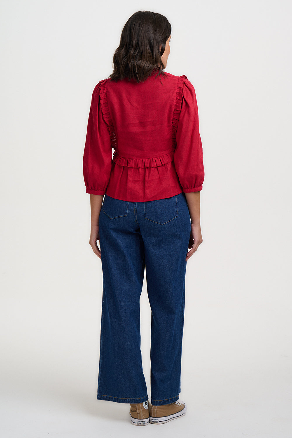 Wilhelmina Frill Blouse - Scarlett, hummingbird