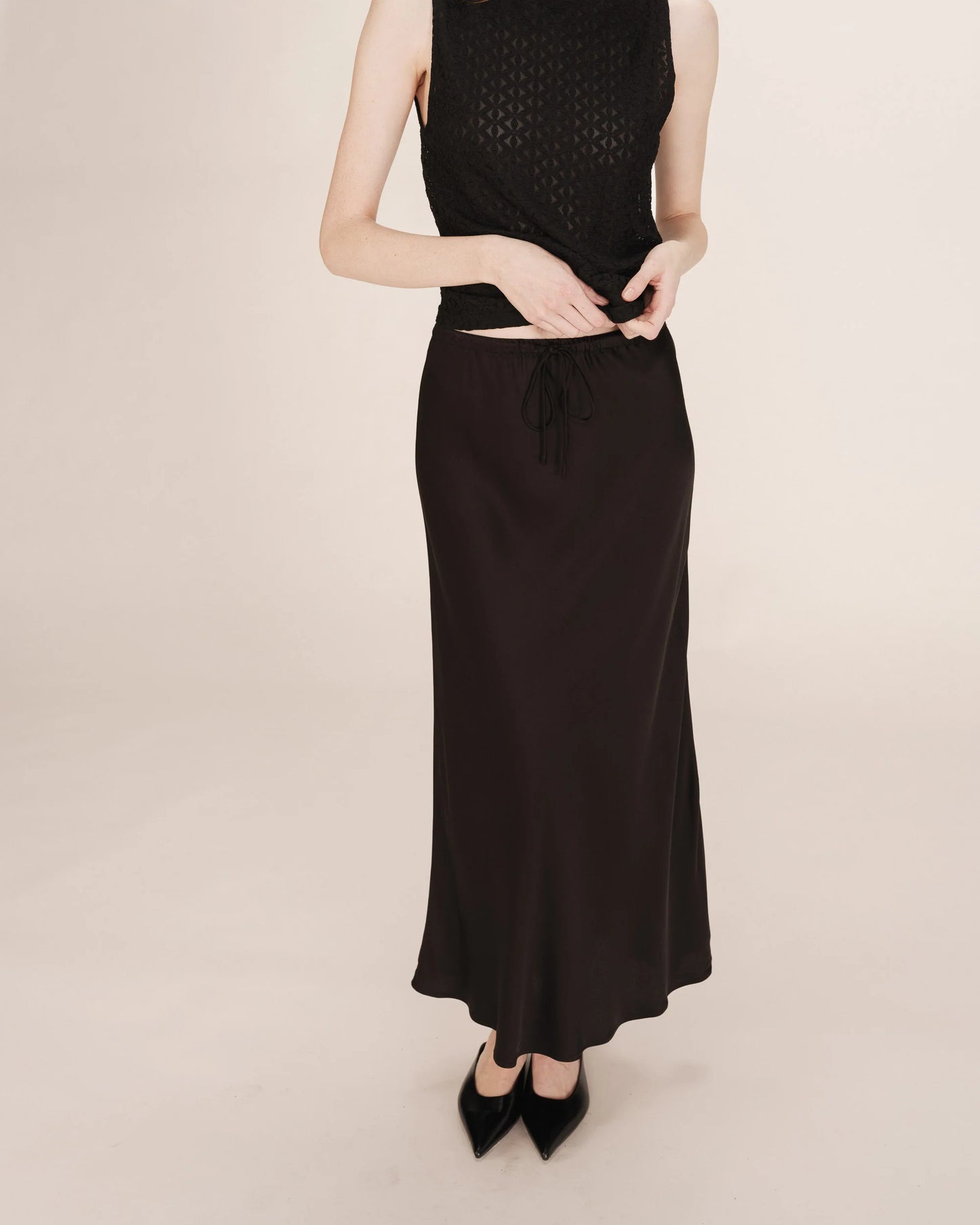 TALMAS Satin Skirt - Black