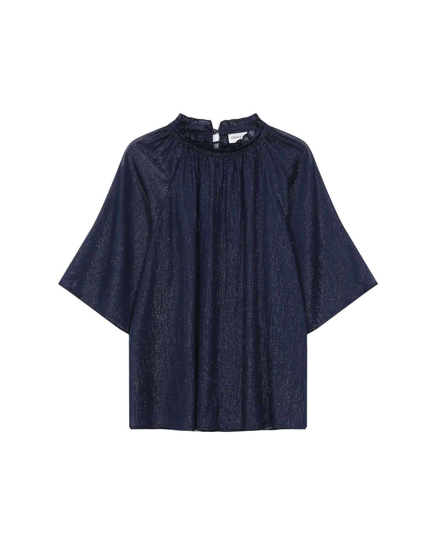 Navy blue blouse on a white background