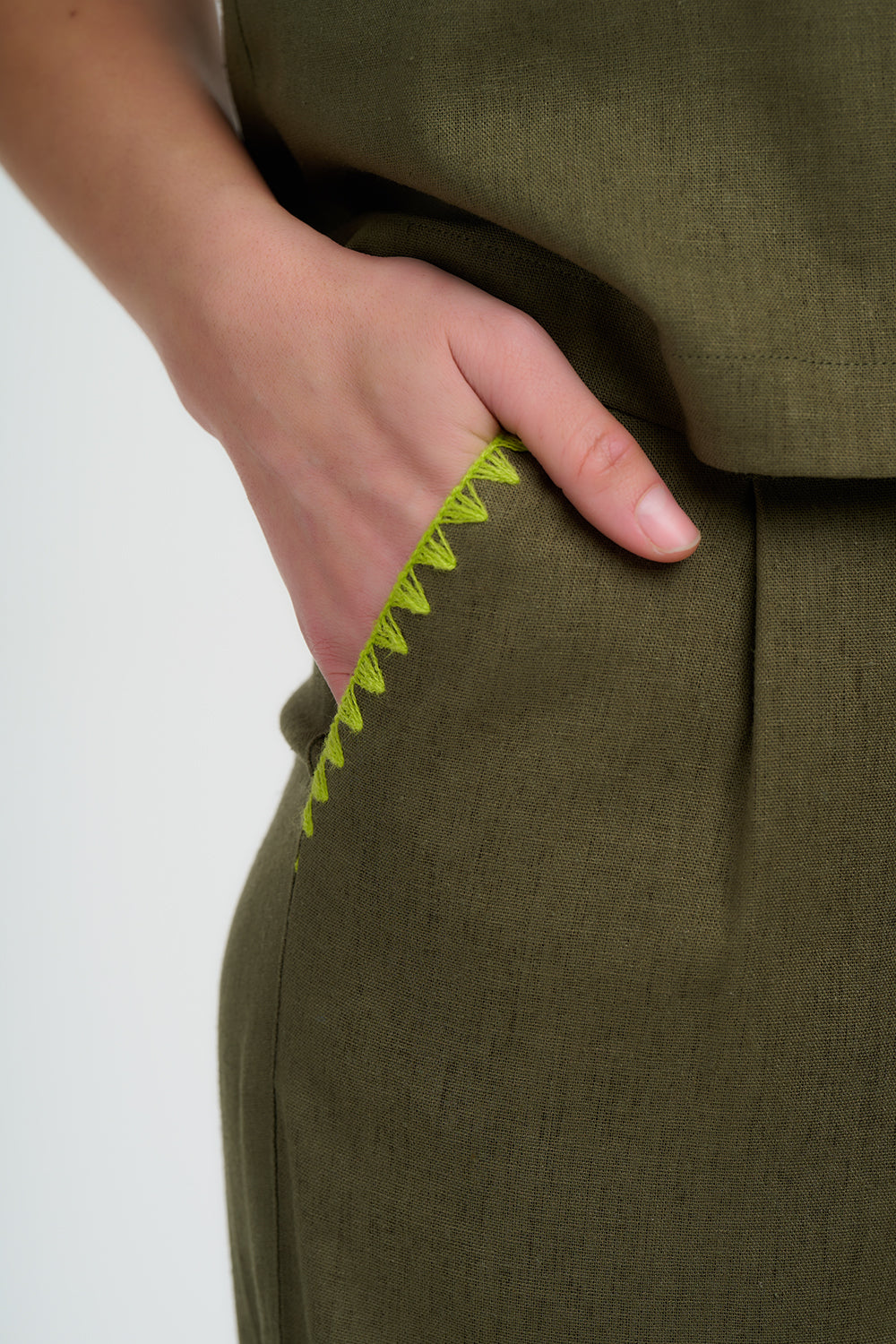 Lois Wide Leg Trousers- Olive
