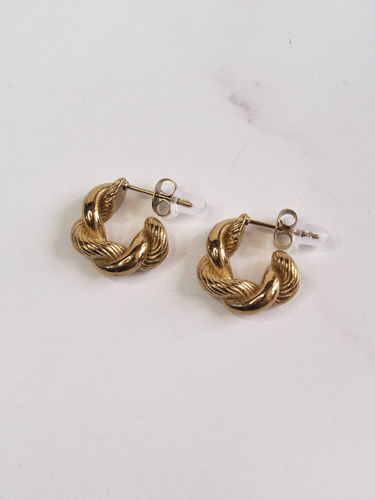 Twisted Hoop Gold Earrings