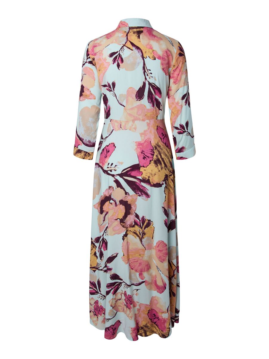 Floral dress with long sleeves on a white background
