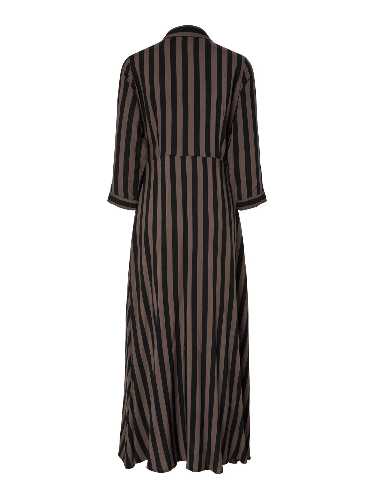 a black and brown striped dress on a white background