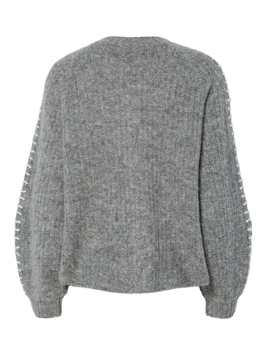 Grey knitted sweater on a white background