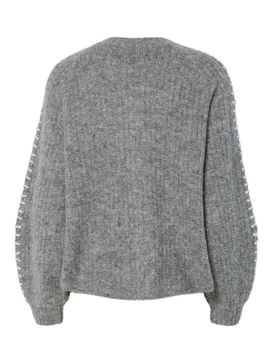 Grey knitted sweater on a white background