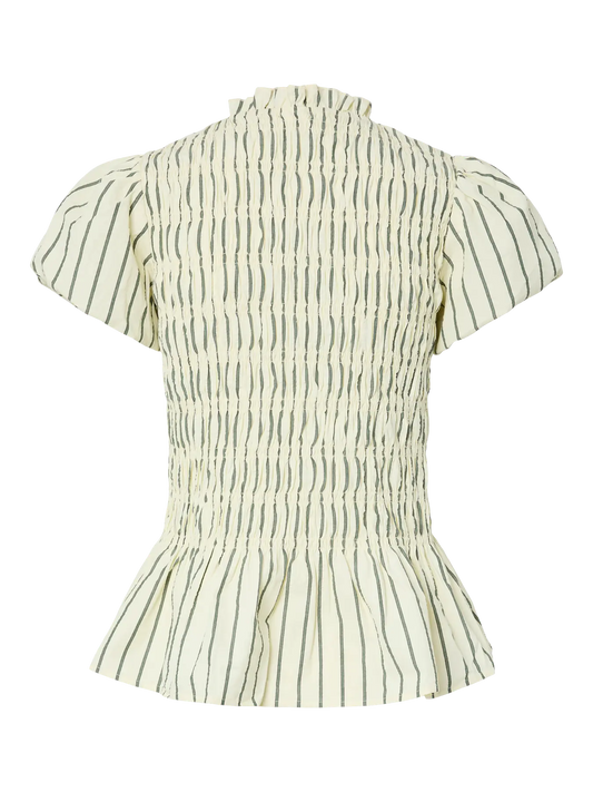 Striped blouse with short sleeves on a white background