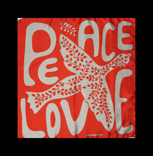 Peace and Love - Orange Silk Scarf