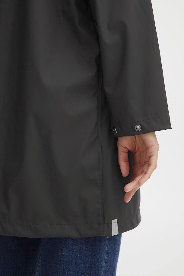 black raincoat with a white background