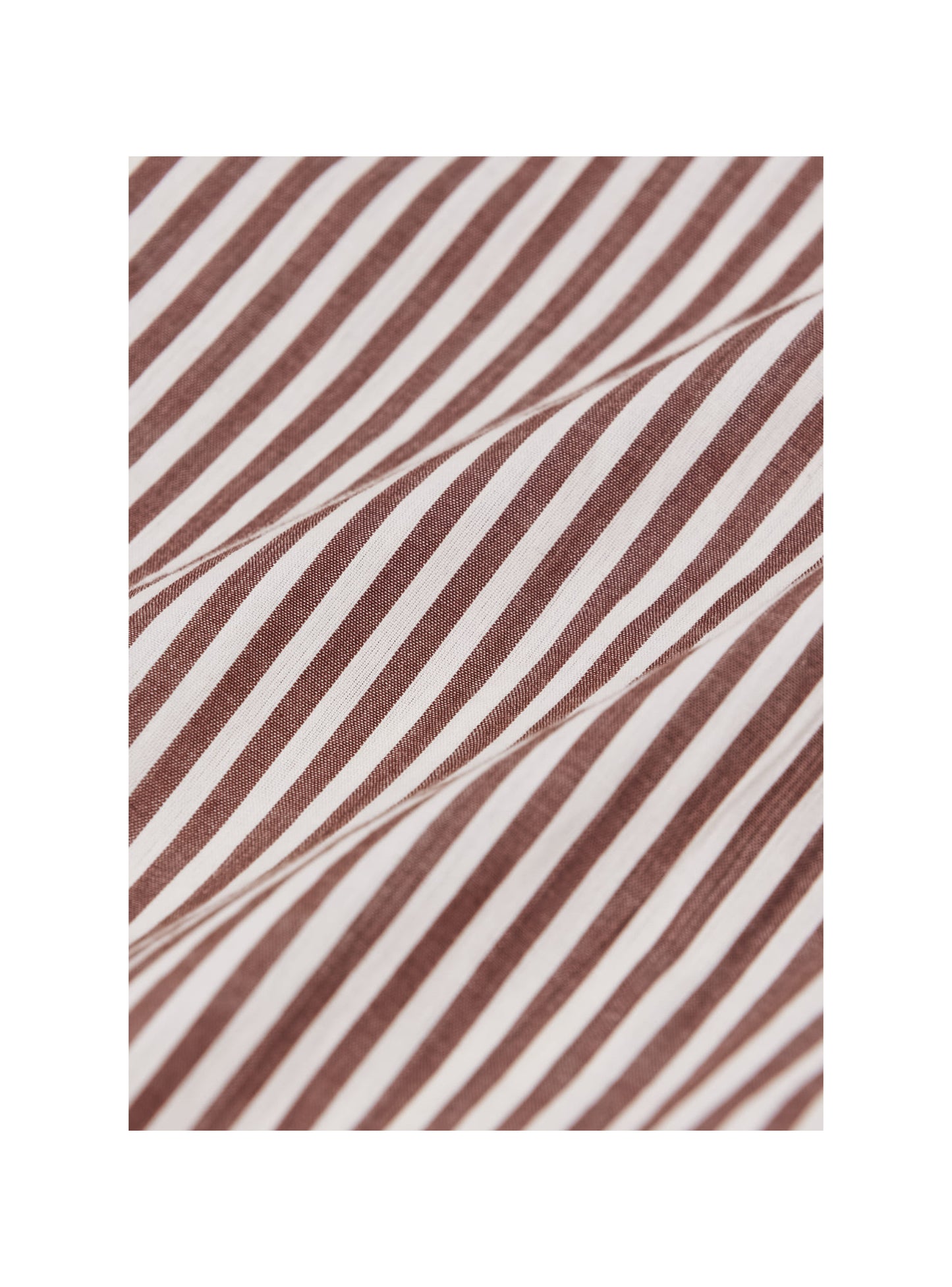 A close-up of a striped textile pattern with alternating diagonal bands of warm brown and off-white, shown as a rectangular fabric swatch on a white background.