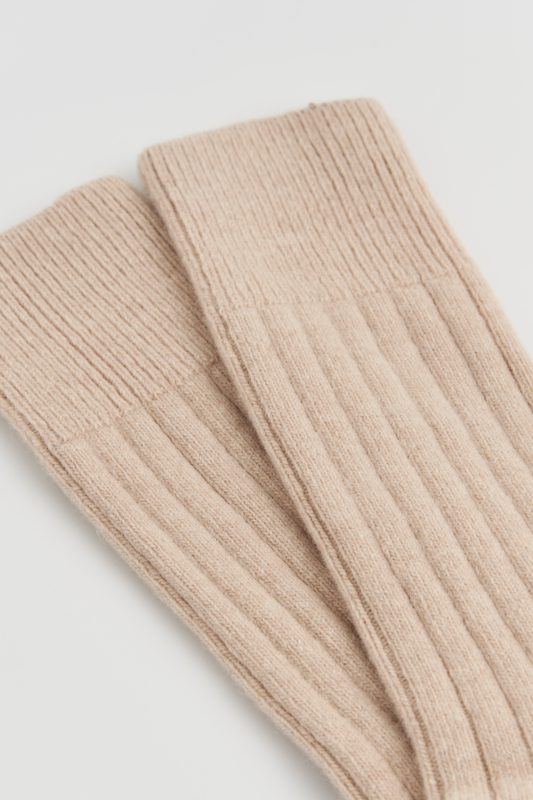 Milky Tea Beige Merino Bed Socks