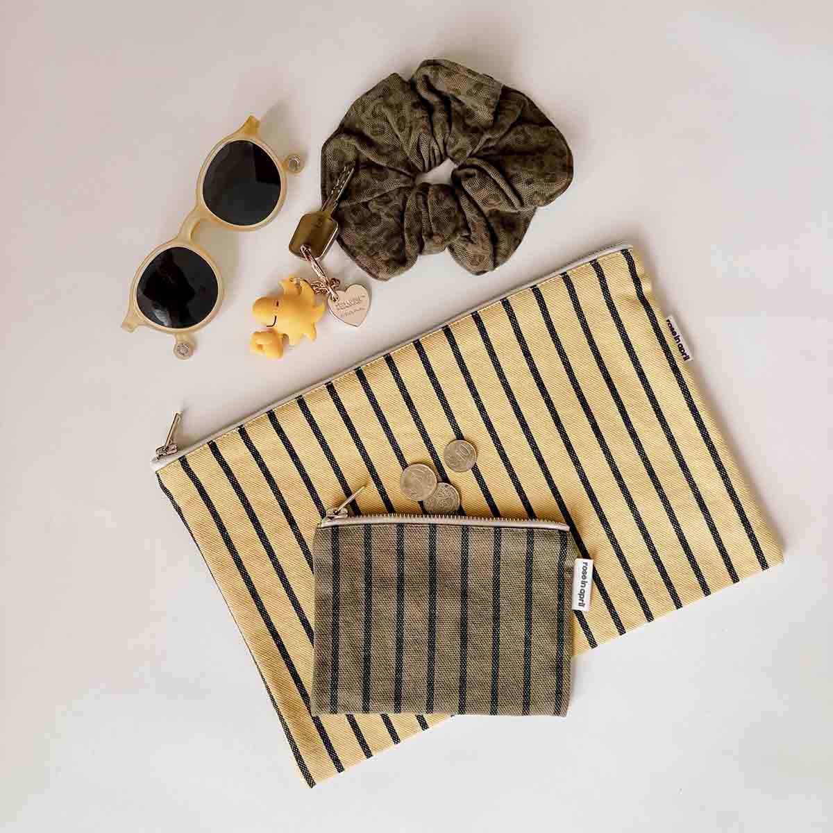 LILI FLAT POUCH STRIPES TENNIS BAMBOU
