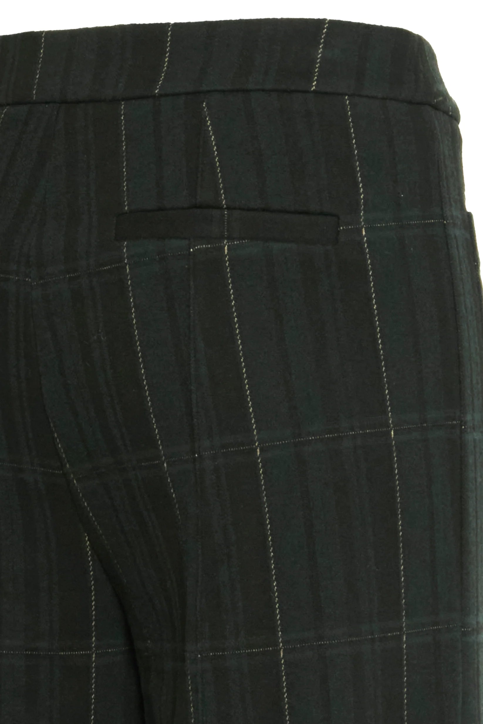 Green checkered suit pants with a pocket detail