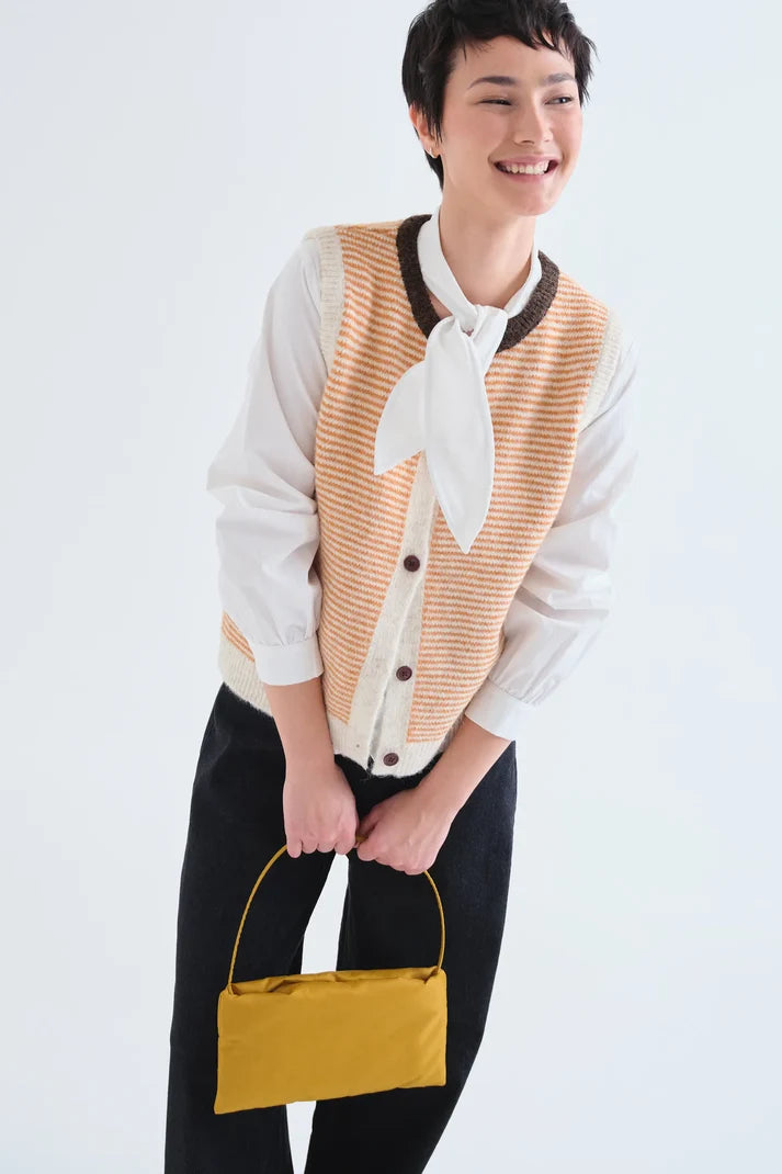 Knitted Vest - White/Orange
