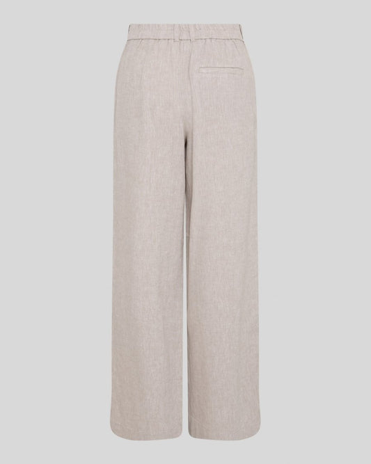 Beige wide-leg pants on a light gray background