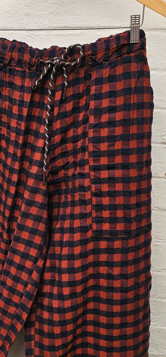 Gingham trousers - 2967 - Burnt Orange