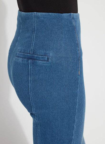 LYSSE Knit Denim Jeans - Mid Wash -Long flare