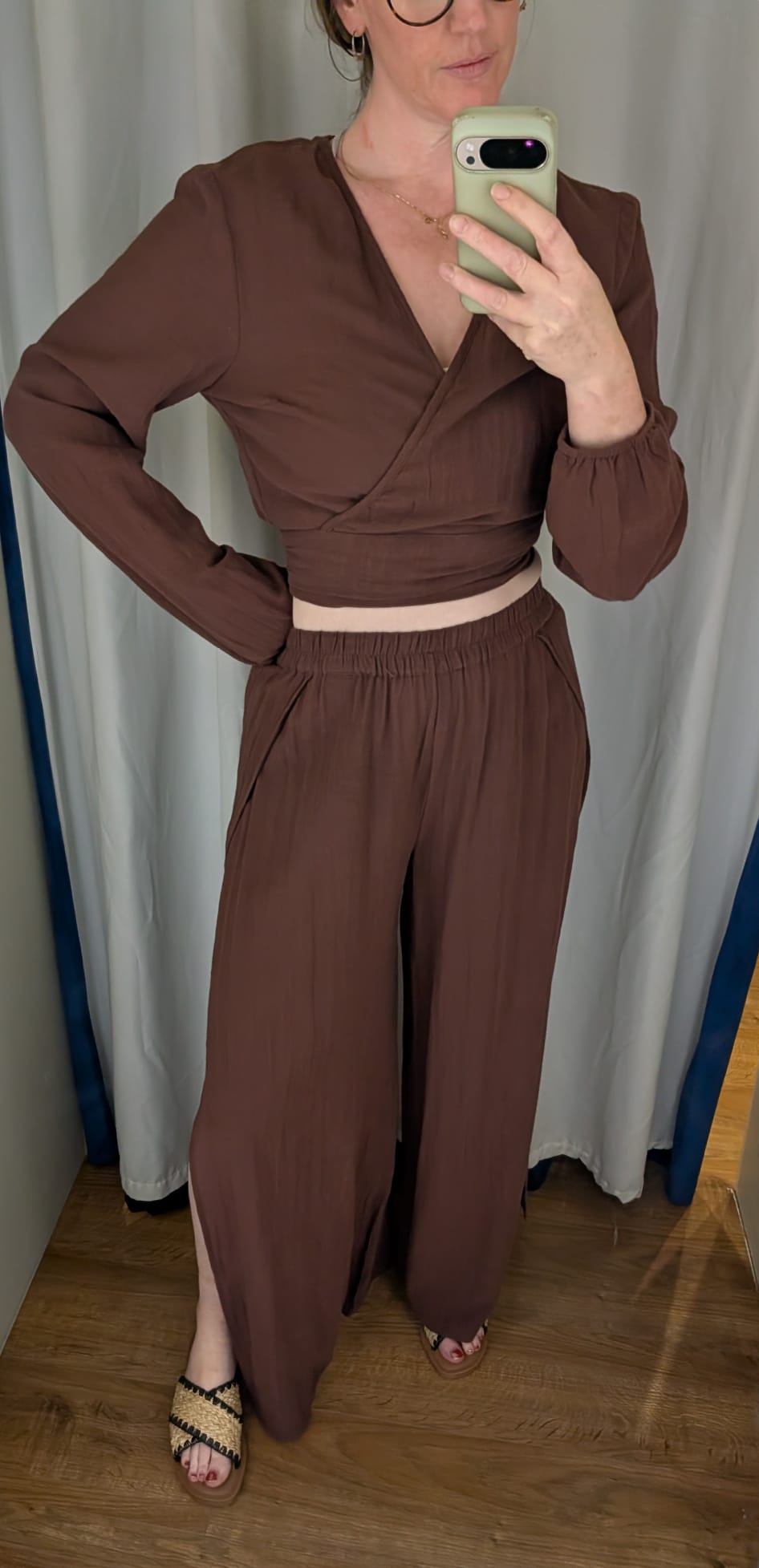 PCAgnes Cropped Tie Top - Mahoganey
