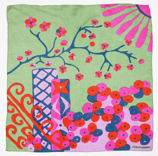 Green Sakura Silk Scarf