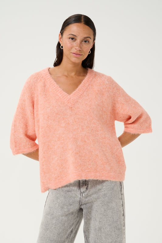 KaEmilie V-Neck Pullover - Peach Nectar