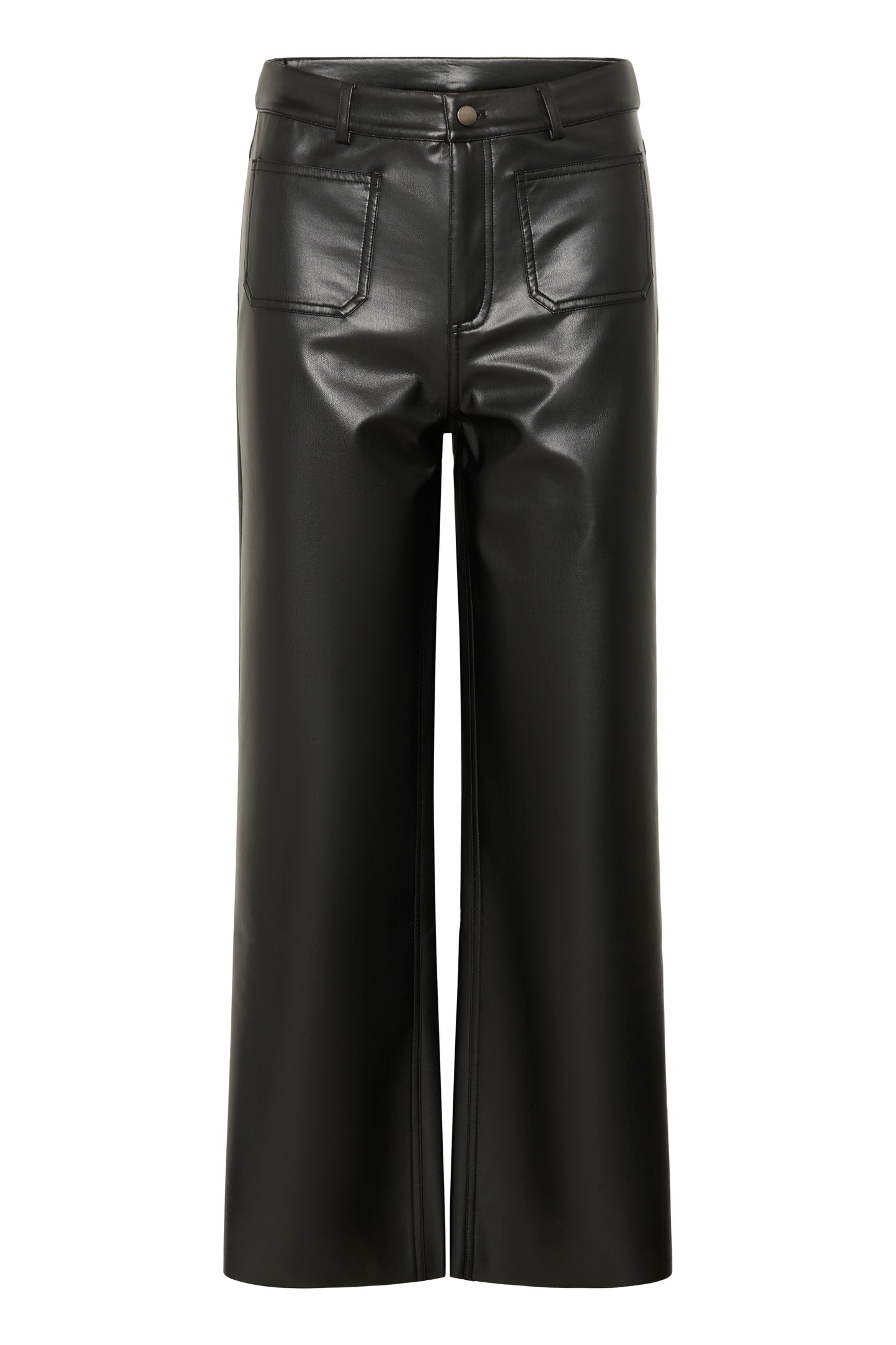 KAMikka Wide Leg PU Trousers - Black