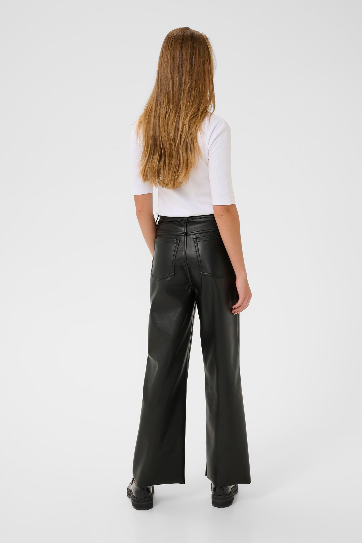 KAMikka Wide Leg PU Trousers - Black