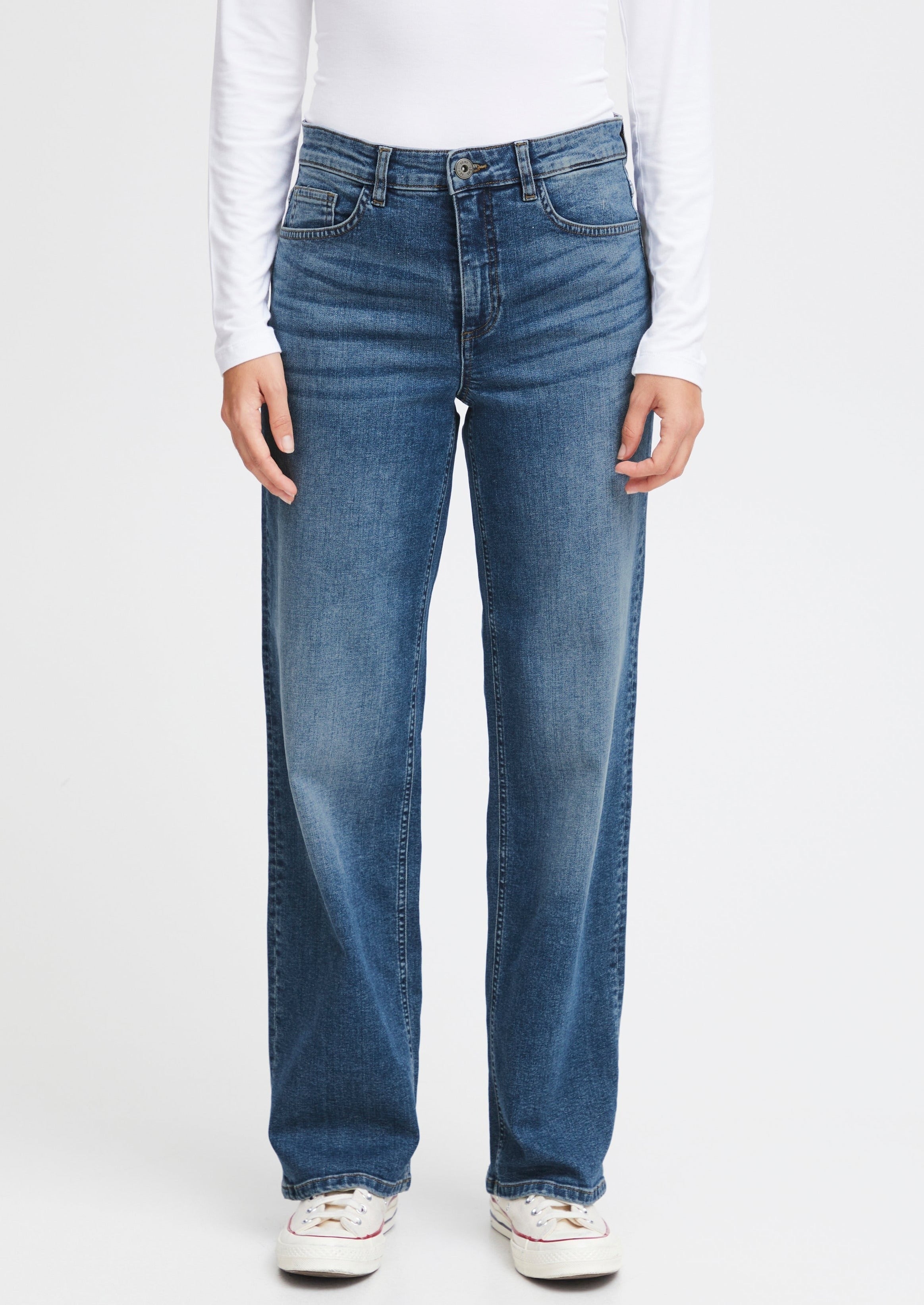 IHTWIGGY Straight Long Jeans - Medium Blue