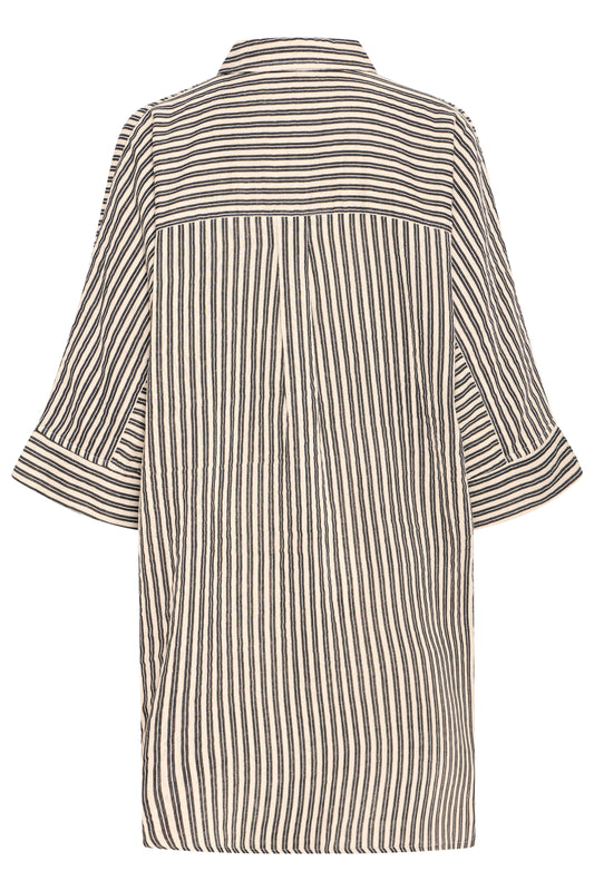 IAFoxa Striped Beach Shirt- Black Stripe