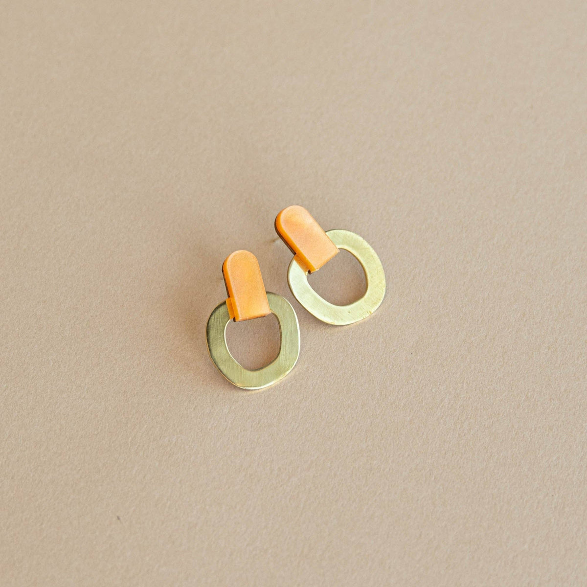 Around Brass Stud Earrings