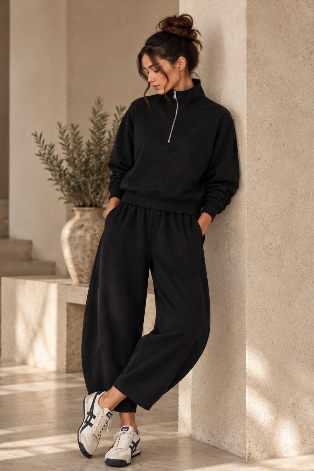 Supersoft Barrel Leg Trouser Black