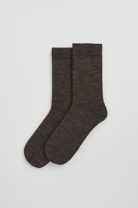 Deep Earth Brown Merino Socks