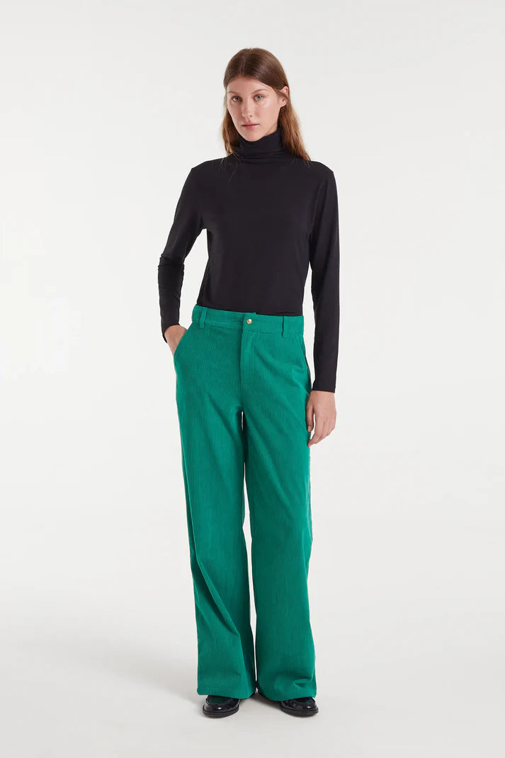 Corduroy Fabric Trousers - Green