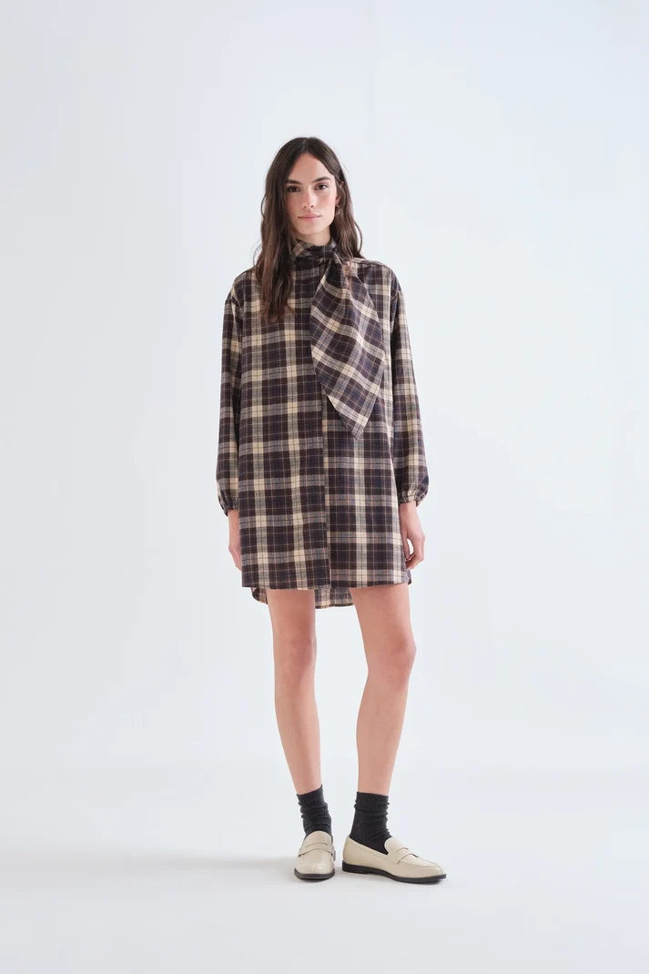 Checked Dress - Brown Plaid