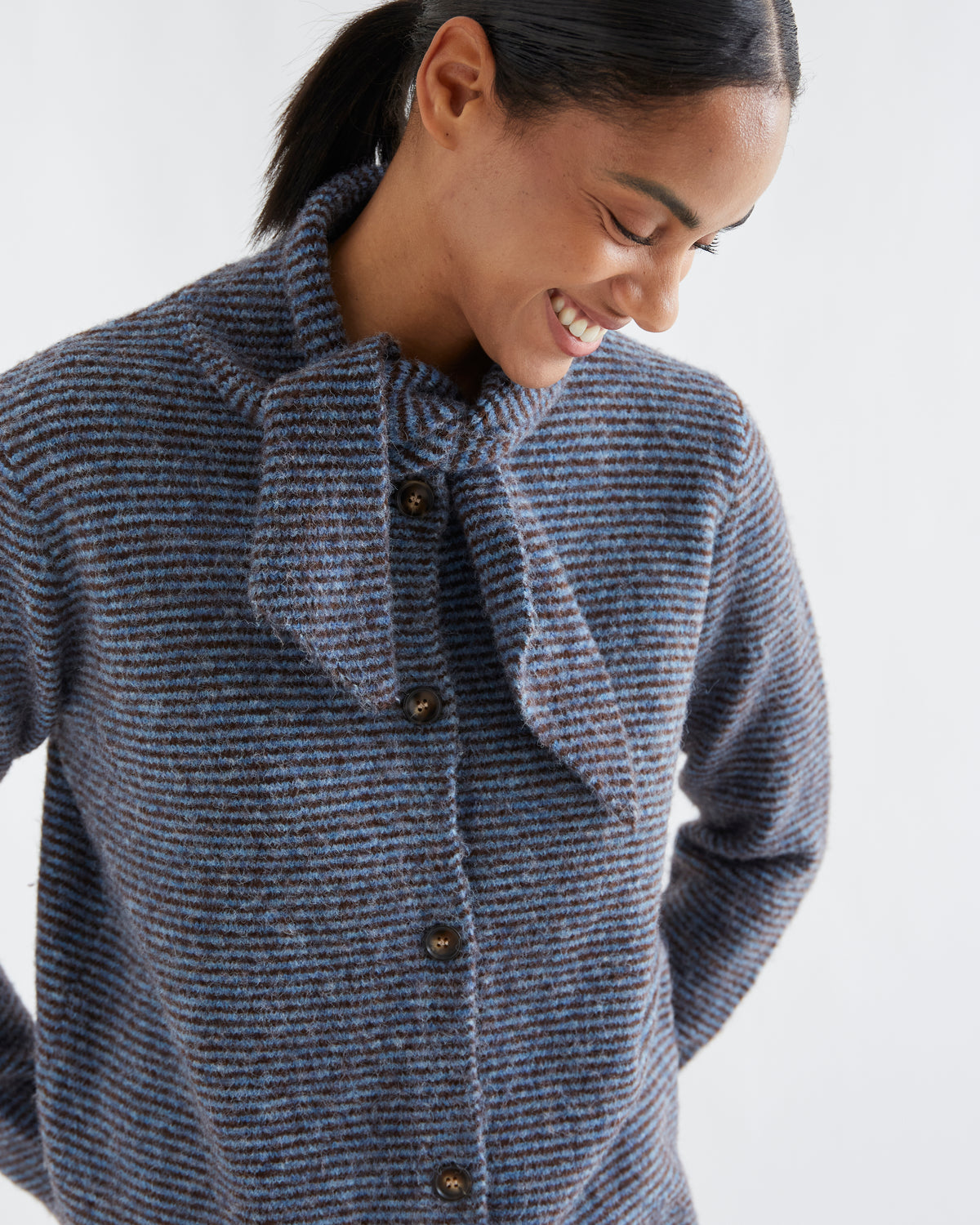 Brown & Blue Stripe Cardigan