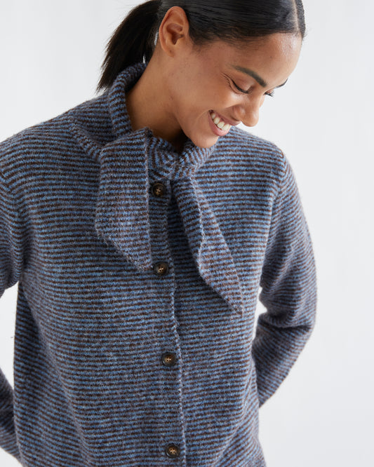 Brown & Blue Stripe Cardigan