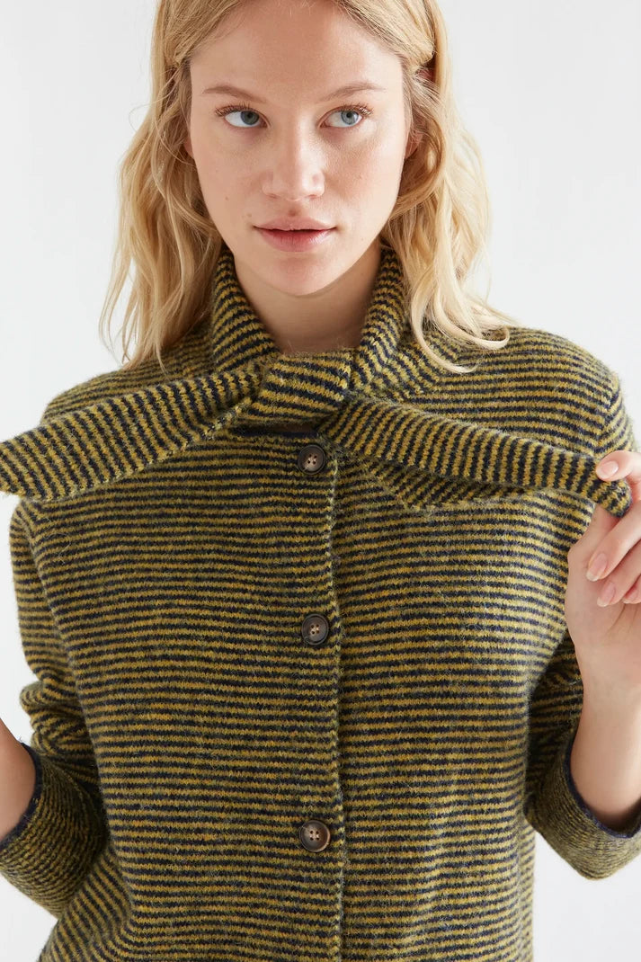 64C/ 10267 Navy Blue & Mustard Stripe Cardigan