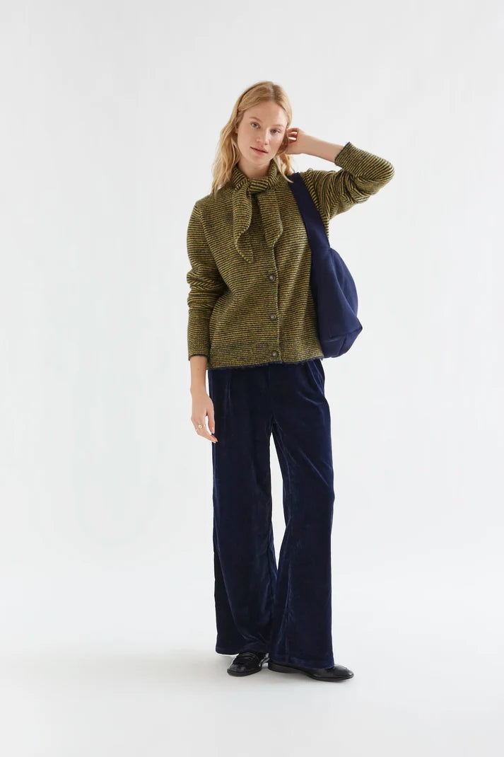 64C/ 10267 Navy Blue & Mustard Stripe Cardigan