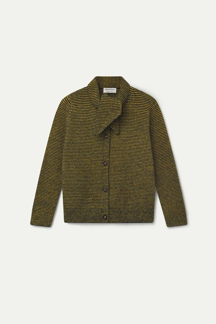 64C/ 10267 Navy Blue & Mustard Stripe Cardigan