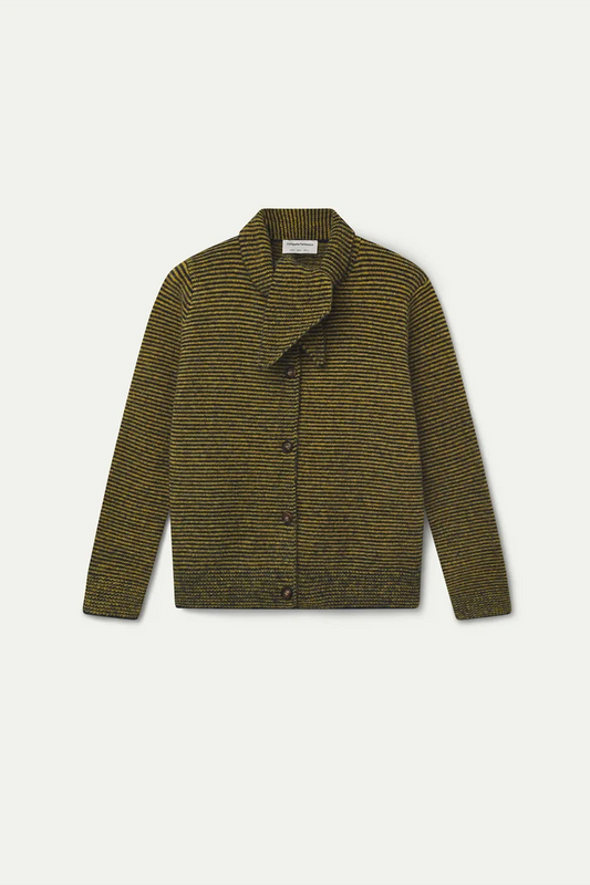 64C/ 10267 Navy Blue & Mustard Stripe Cardigan