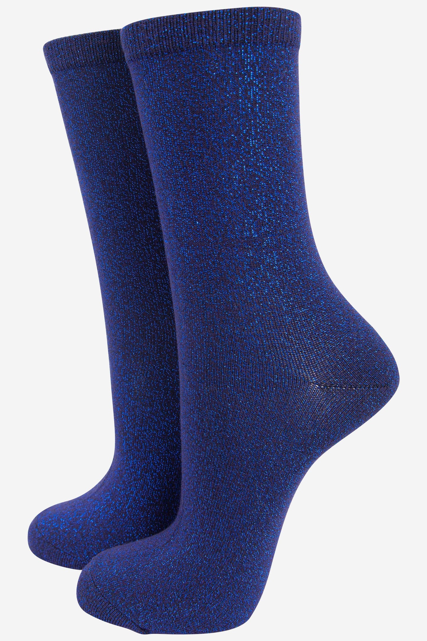 Womens Cotton Glitter Ankle Socks in Midnight Blue