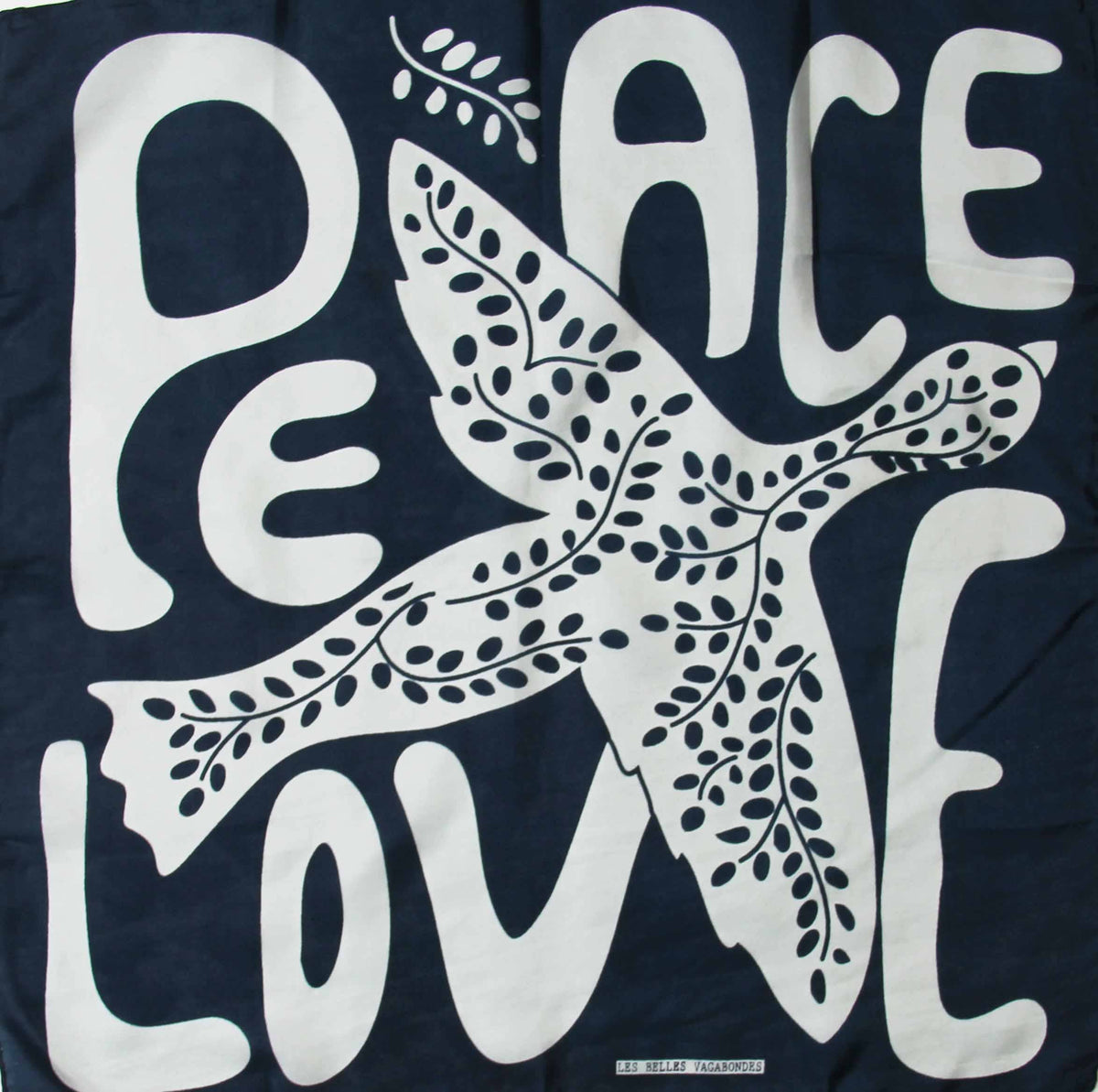 Peace and Love - Navy Silk Scarf