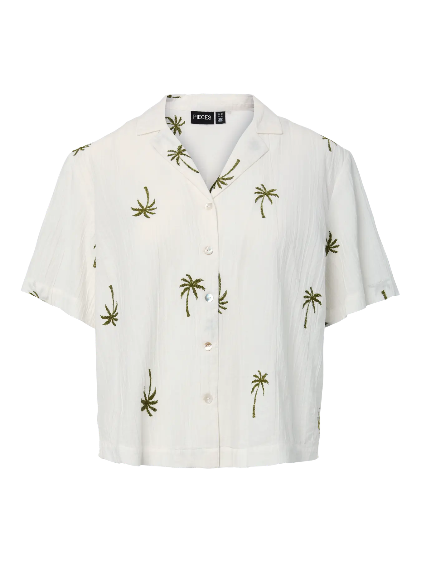 PCKiana SS Embroidery Shirt WVN BC - Cloud Dancer/Chile emb